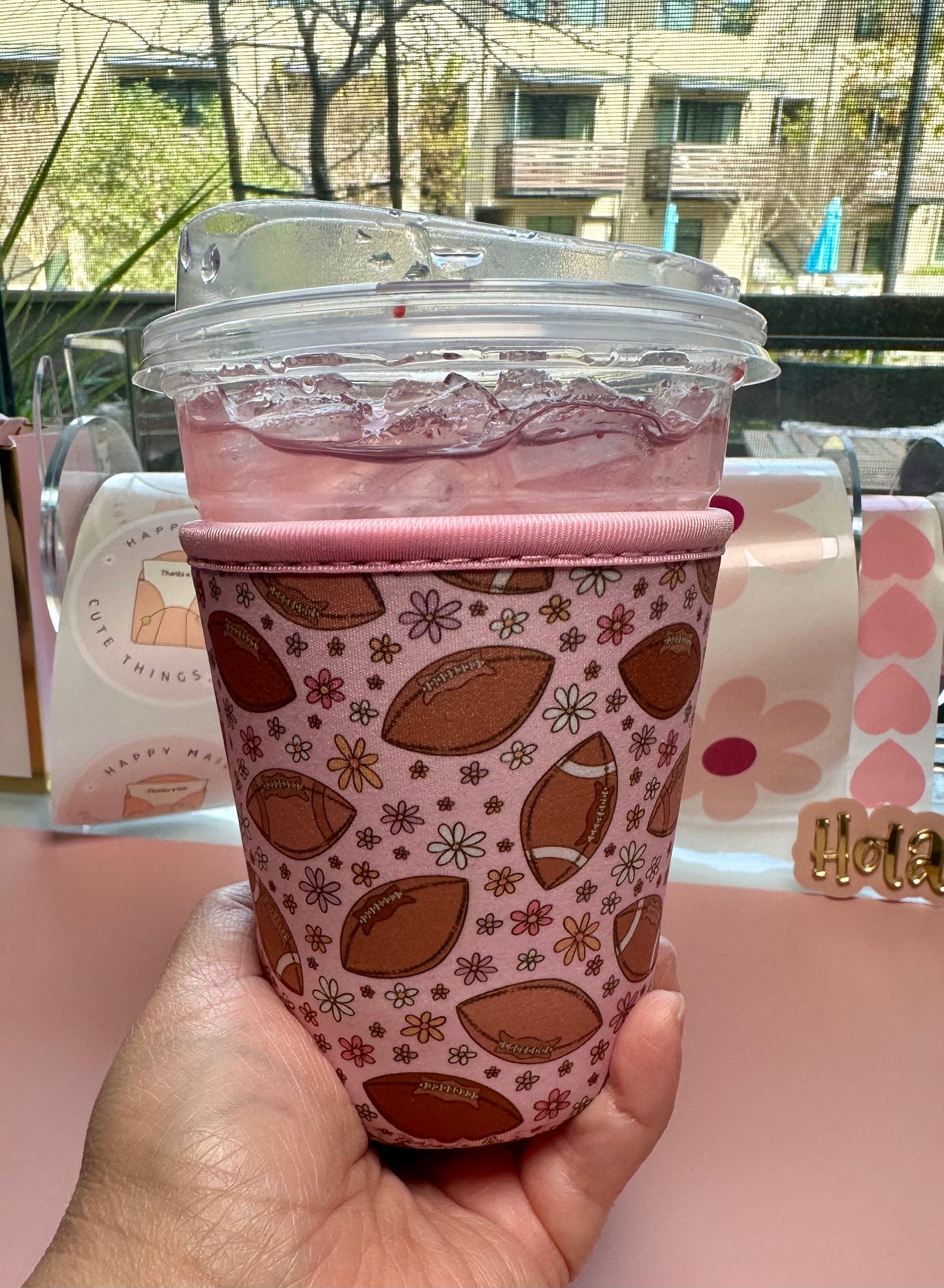 Pink Football Cup Sleeve