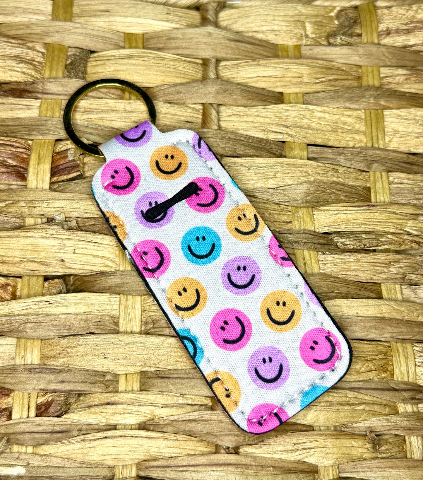 Happy Faces Lip Balm Holder Keychain