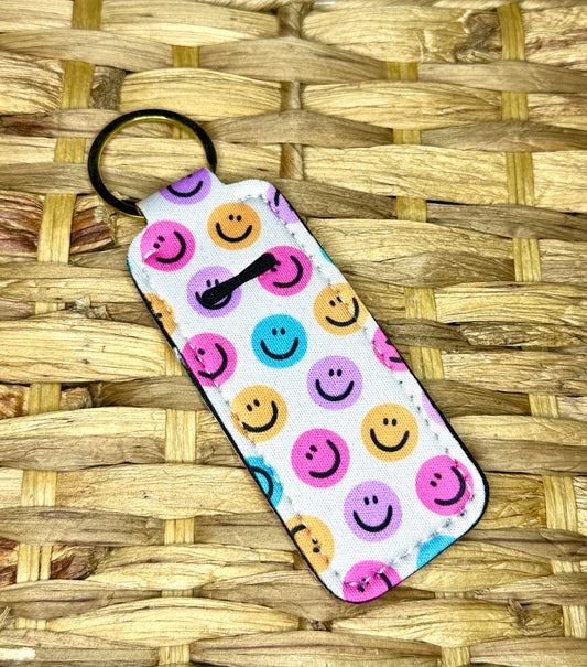 Happy Faces Lip Balm Holder Keychain