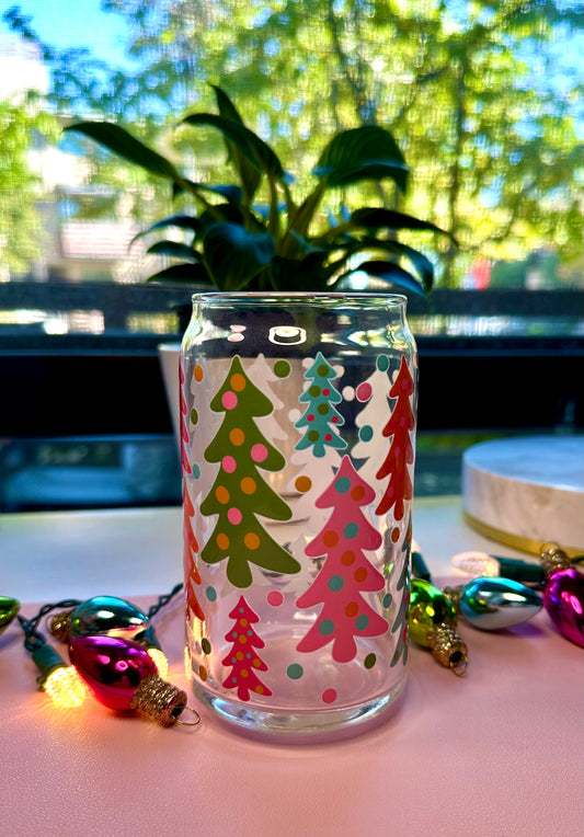 Polka Dot Trees Glass Cup