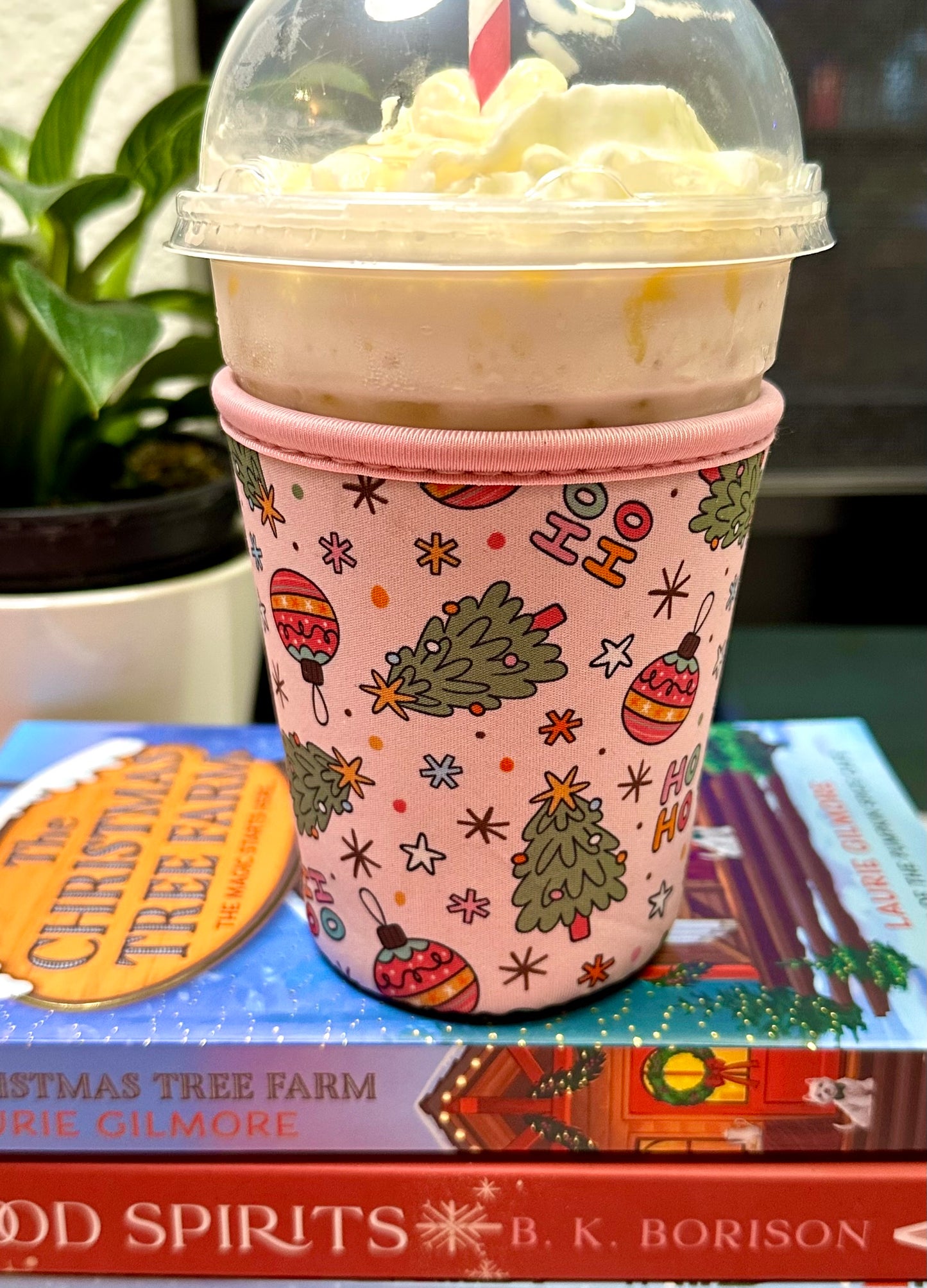 Pink Christmas Cup Sleeve