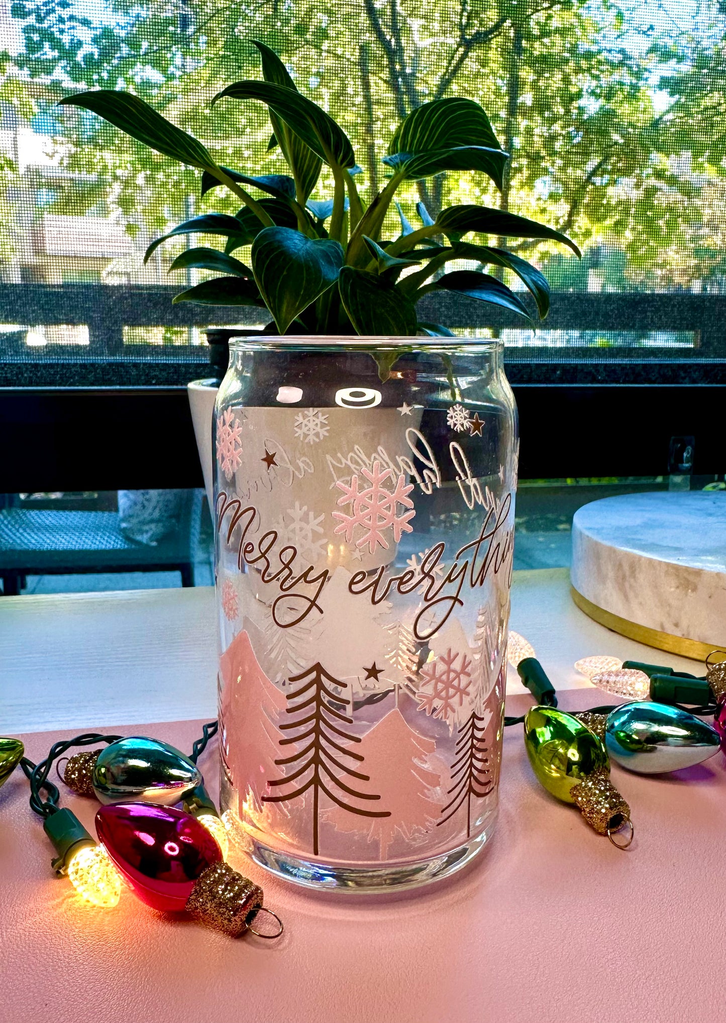 Merry Everything Glass Cup