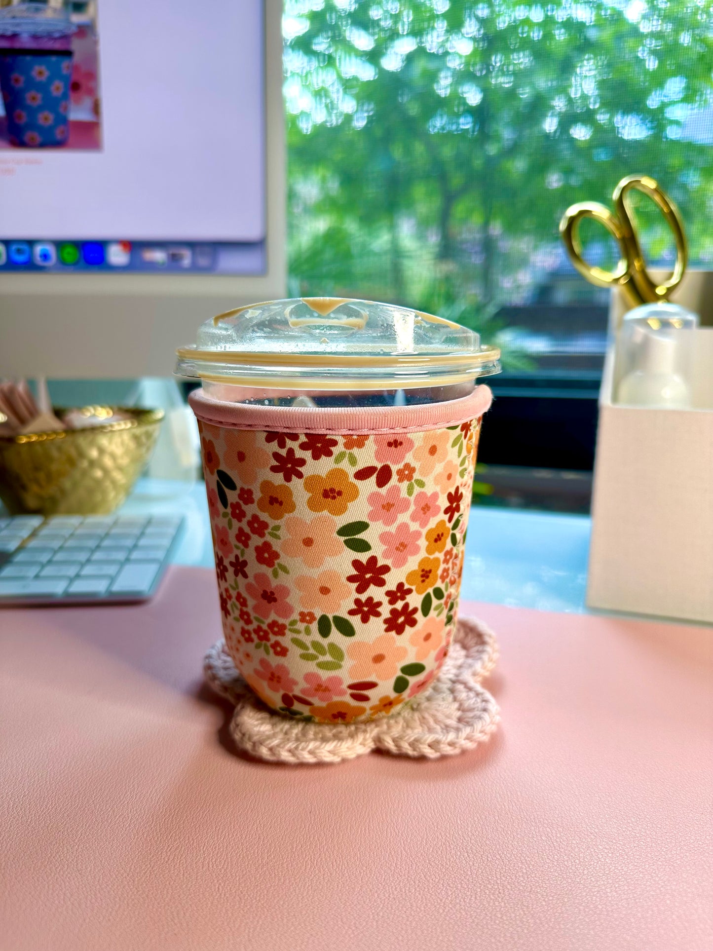 Pink Floral Drink Sleeve