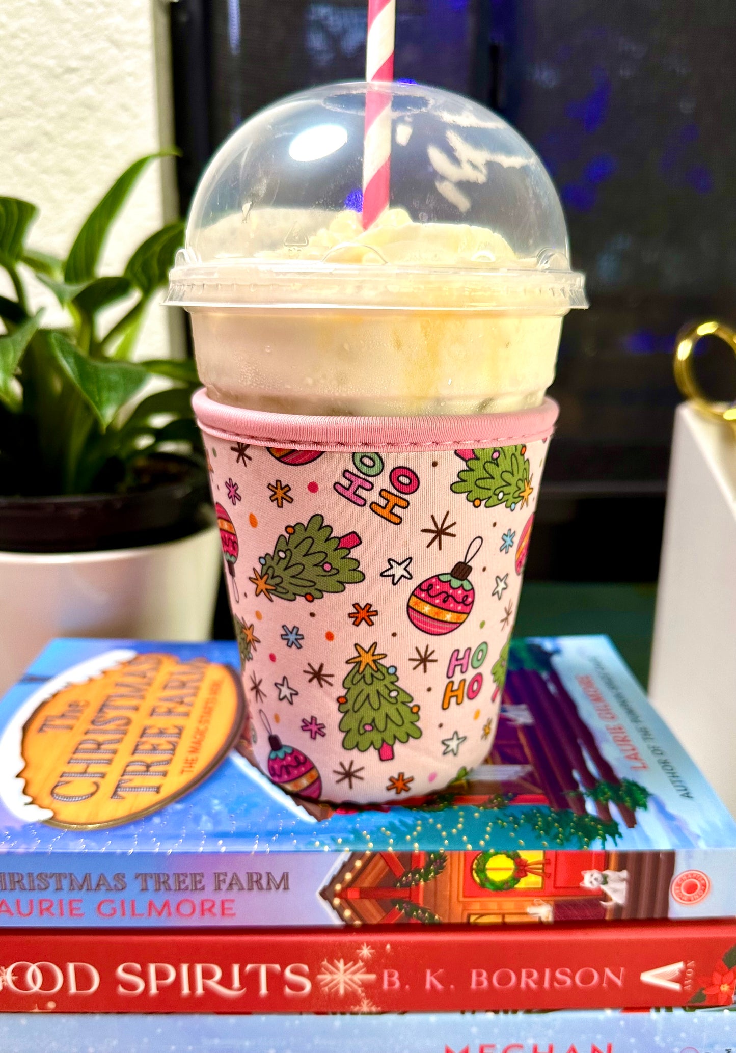 Pink Christmas Cup Sleeve