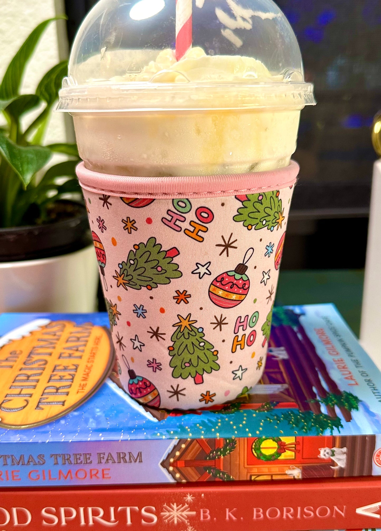 Pink Christmas Cup Sleeve