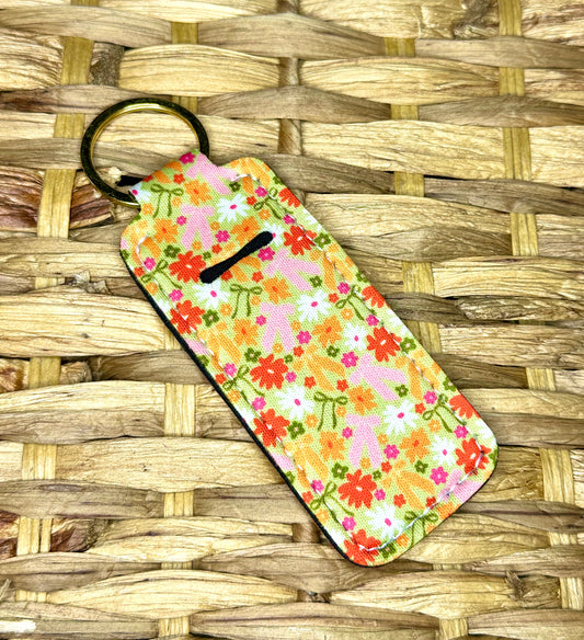 Pink & Orange Bows Lip Balm Holder Keychain
