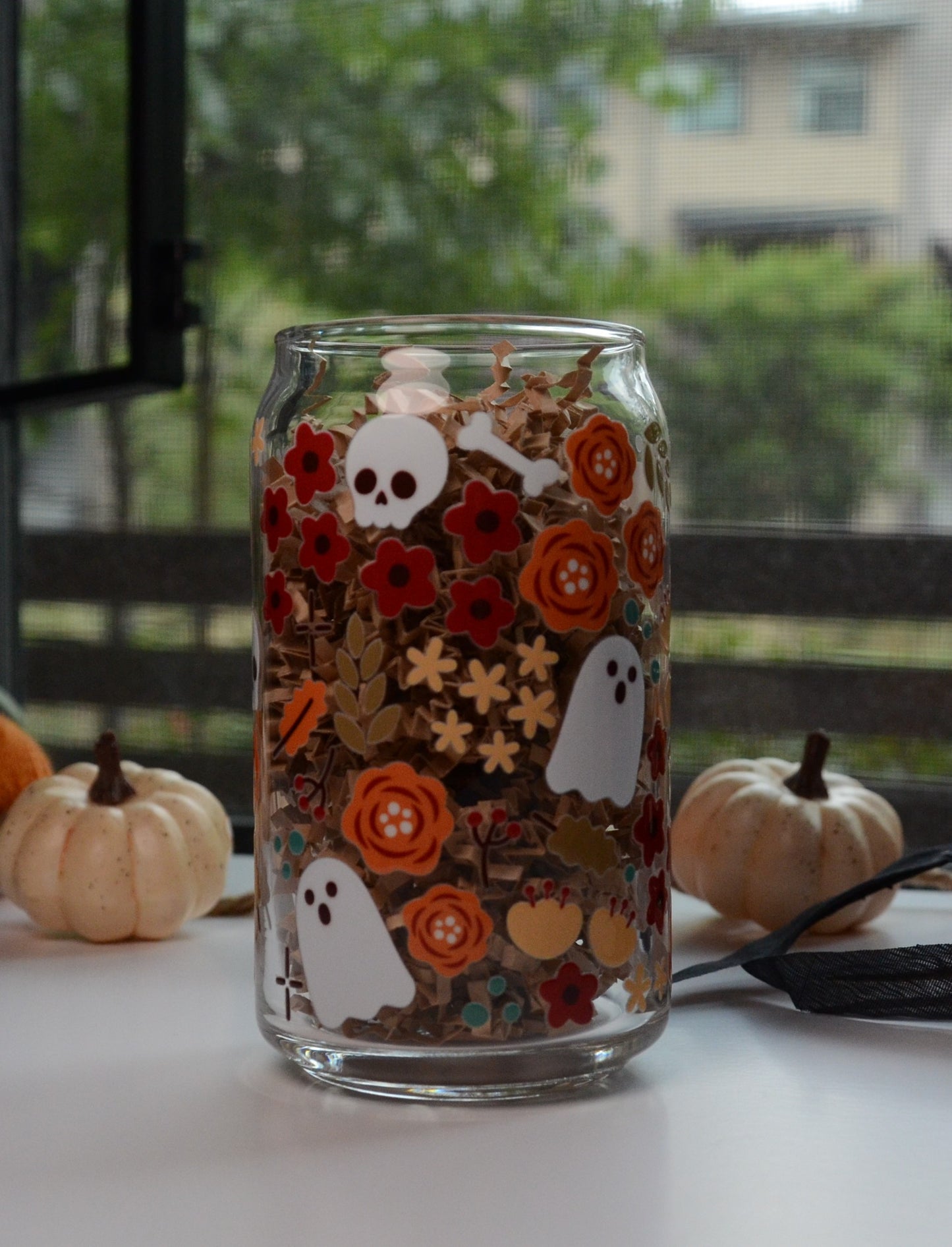 Floral Bones Glass Cup