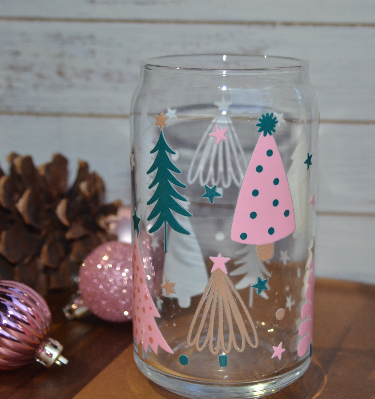 Cute Christmas Trees Glass Cup