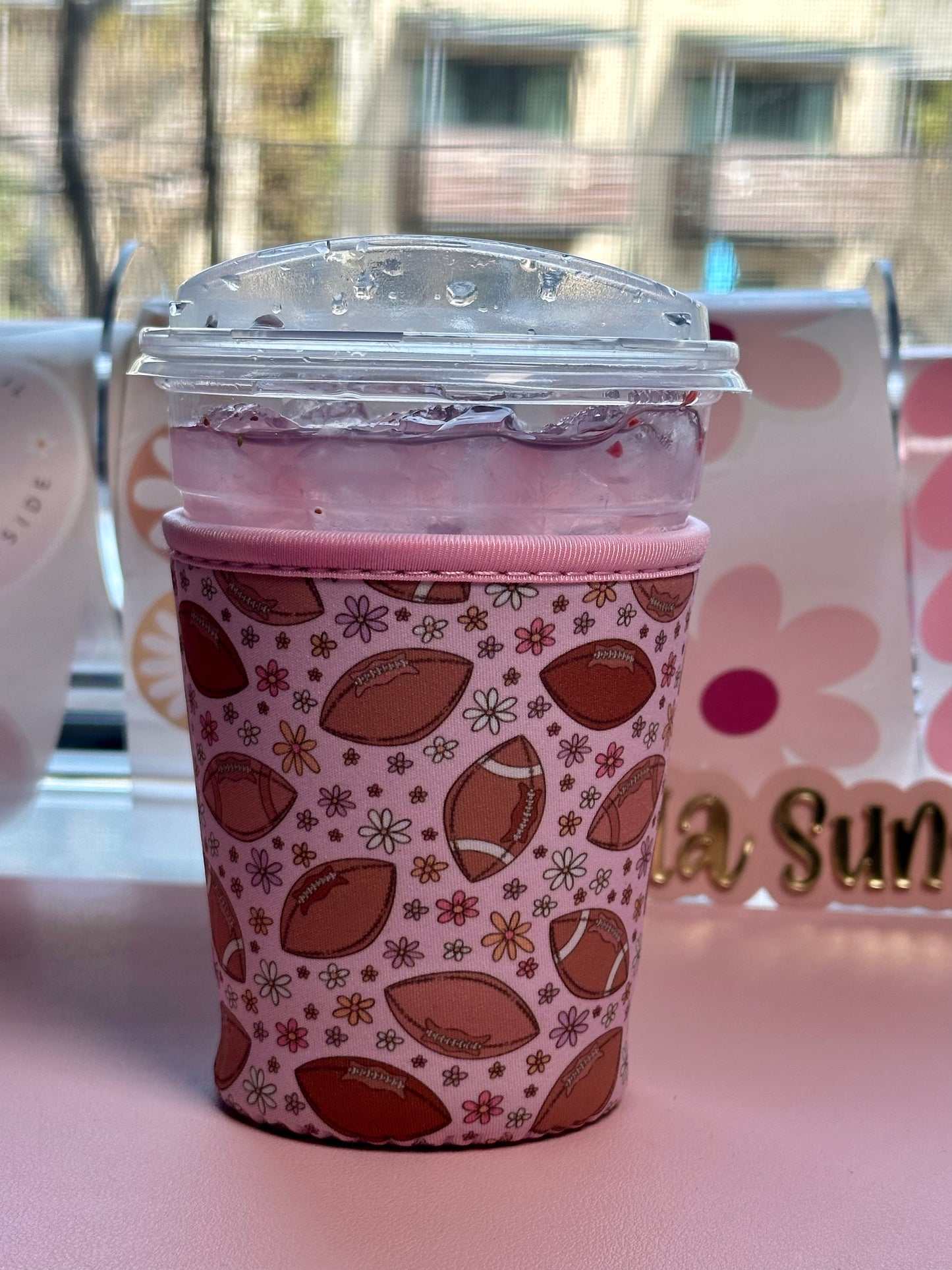 Pink Football Cup Sleeve