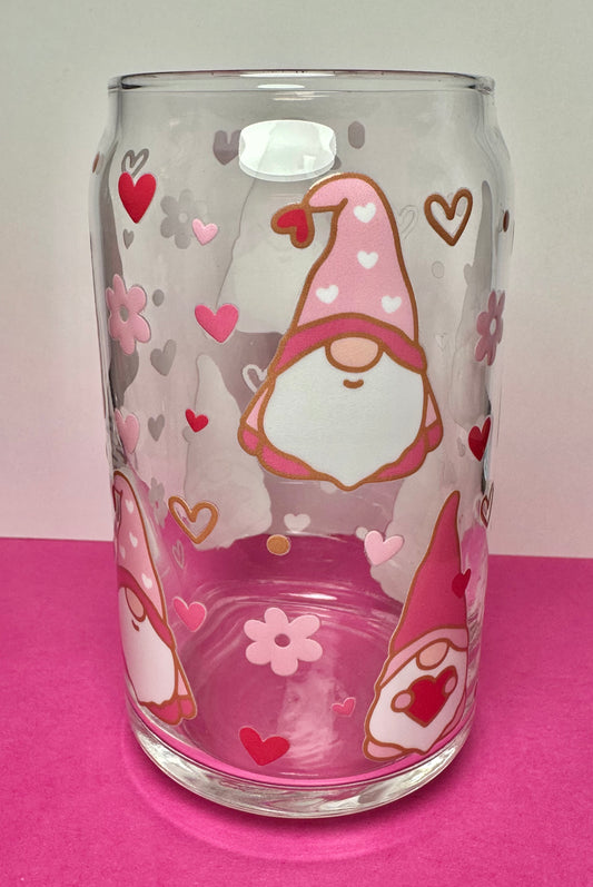 Valentine Gnomes Glass Cup