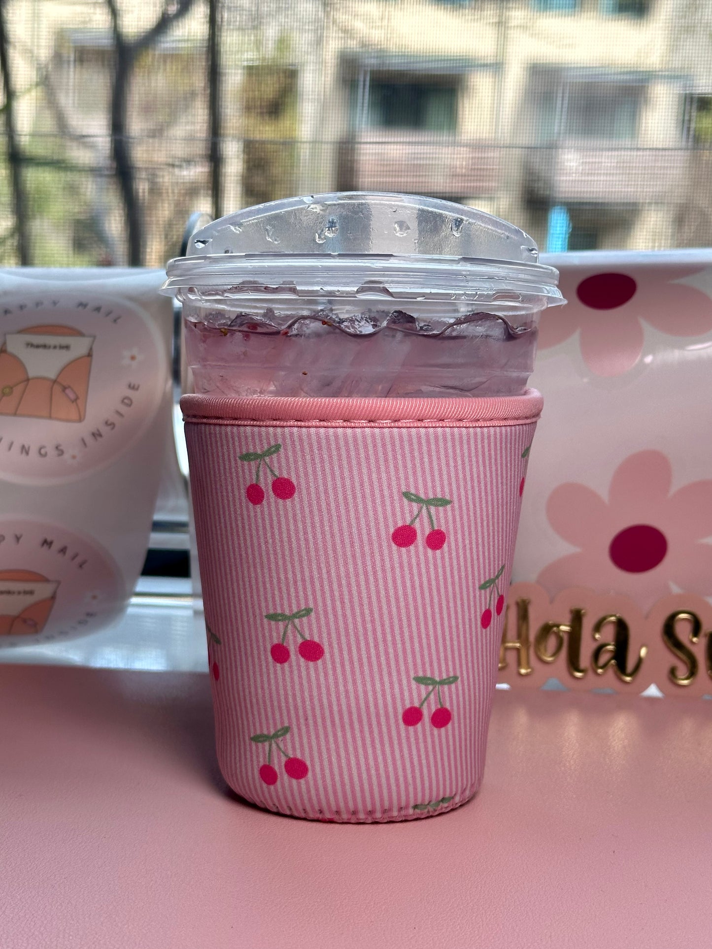 Pink Cherries Cup Sleeve