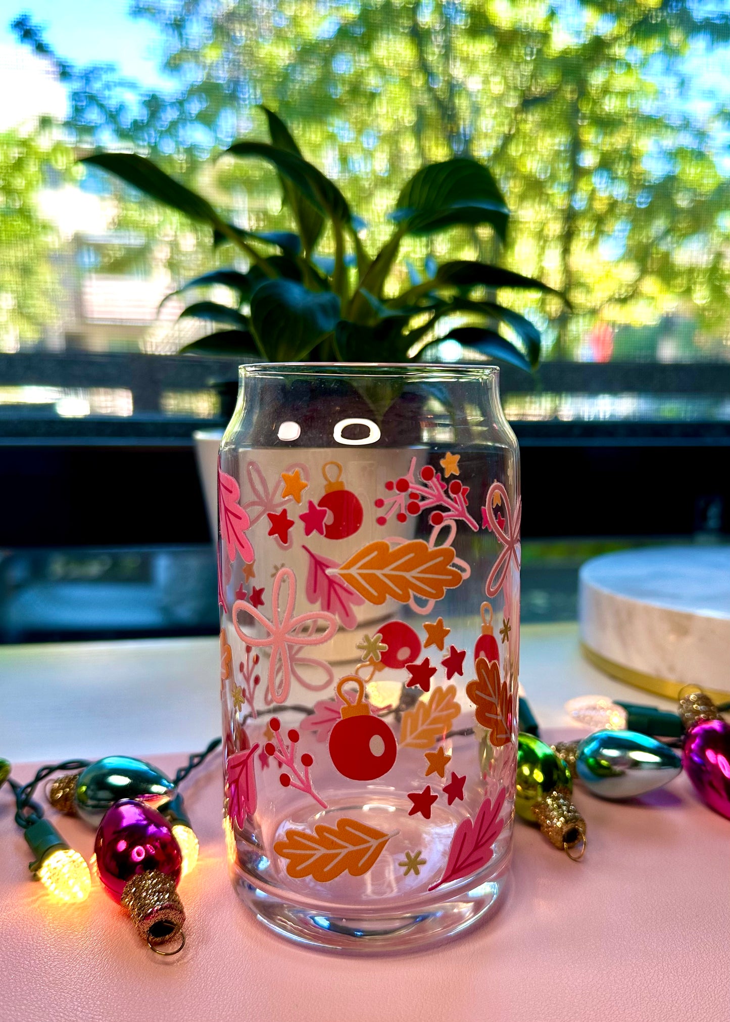 Holiday Doodles Glass Cup