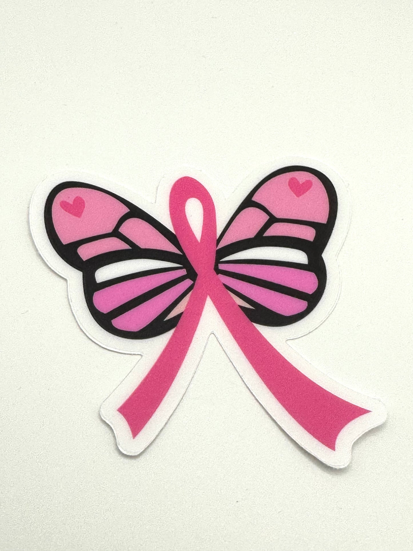 October Pink Butterfly Clear Sticker