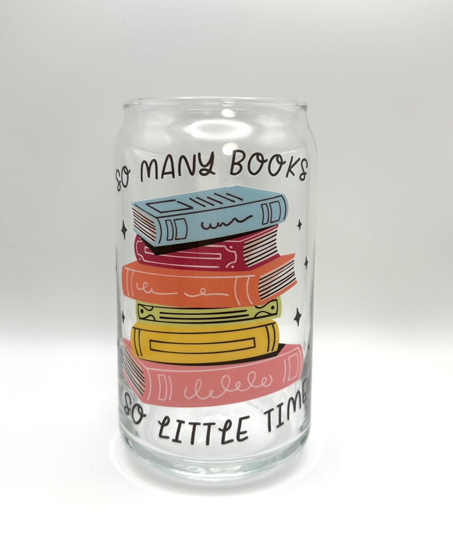 So Many Books Glass Cup