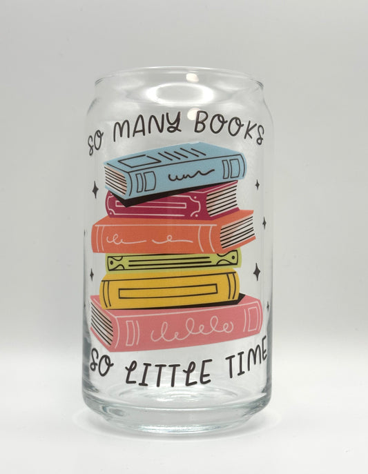 So Many Books Glass Cup