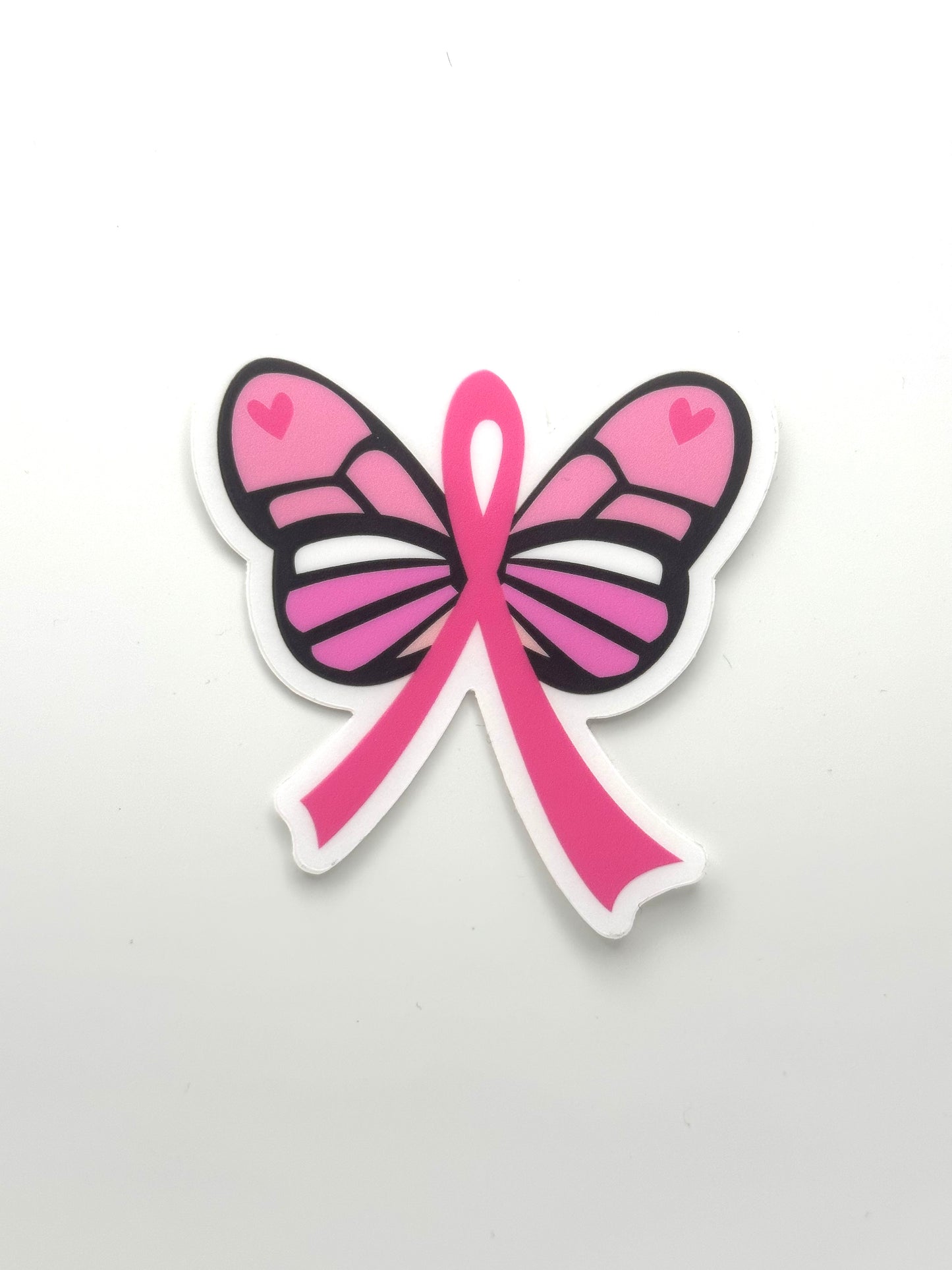 October Pink Butterfly Clear Sticker